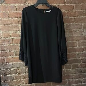 Wayf Black Sheath Dress with Long Bell Sleeves